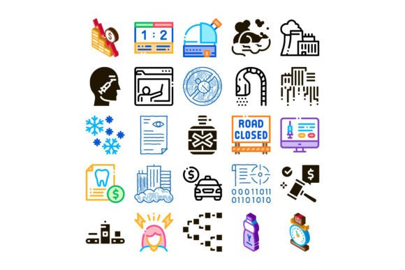 Diverse Collection of Color Line Icons I: Elevate Your Visual Language