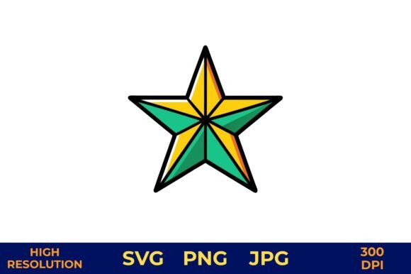 Star Vector with Solid Color Segments: Bold Geometric Design