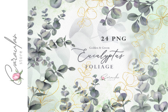Styling with Eucalyptus Watercolour & Golden Clipart
