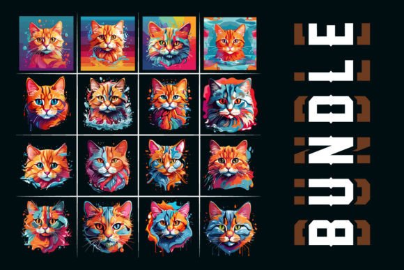 Water Color Cat T-Shirt Design Bundle: A Creative Asset