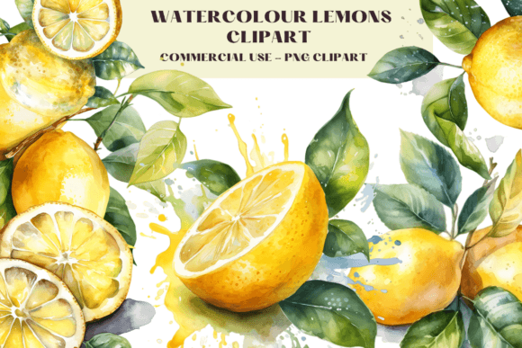 Watercolour Lemons Clipart: Fresh Design for Every Project