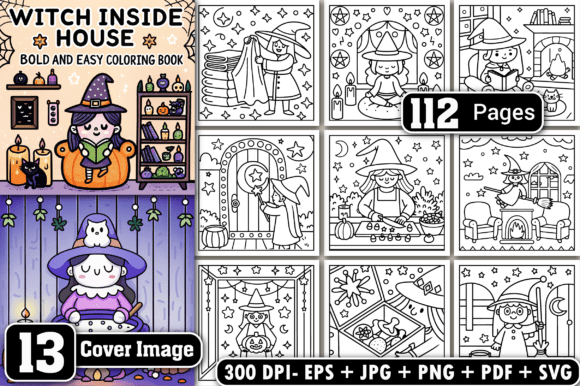 Witch Inside House Halloween Color Pages: A Creative Bundle for All Ages